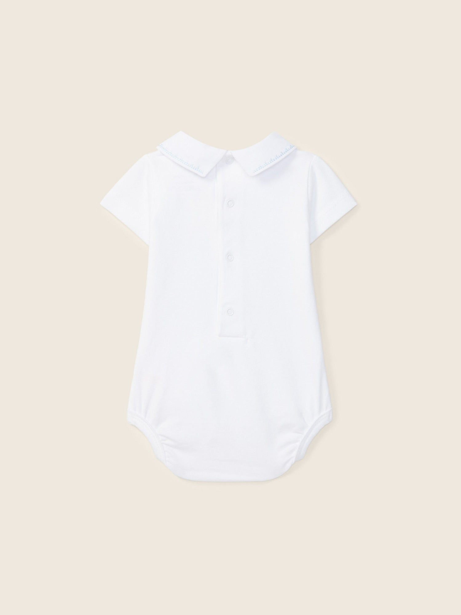 Body à manches courtes avec col en V – broderie bleu
