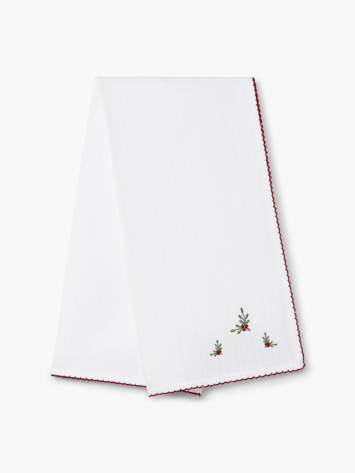 Lange en coton brodé – Motif houx