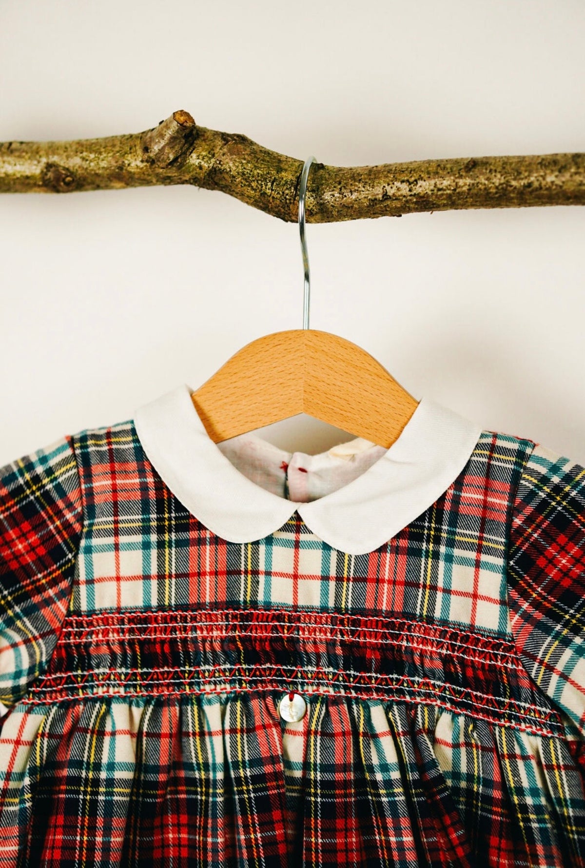 Robe de Noël à carreaux écossais avec bloomer assorti