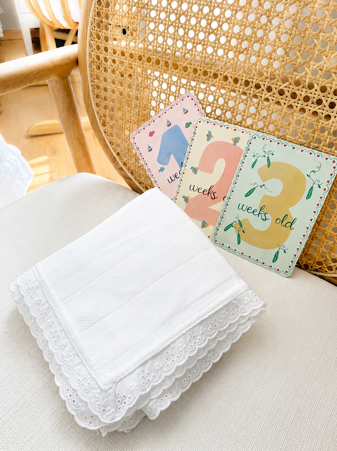Lange de Naissance Premium en Coton & Broderie Anglaise