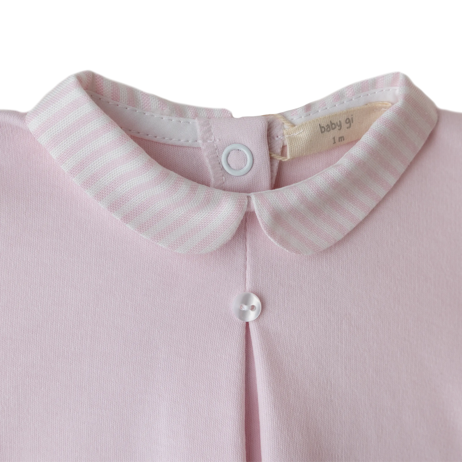 Ensemble 2 pièces en coton à col rond avec rayures - rose