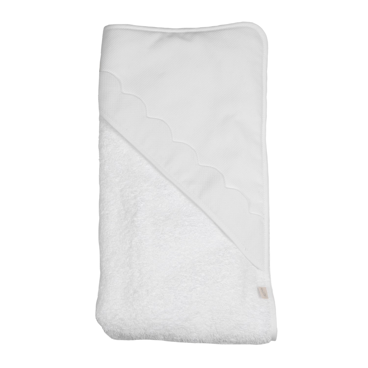Serviette de bain blanche avec capuche en piqué – 80x80 cm