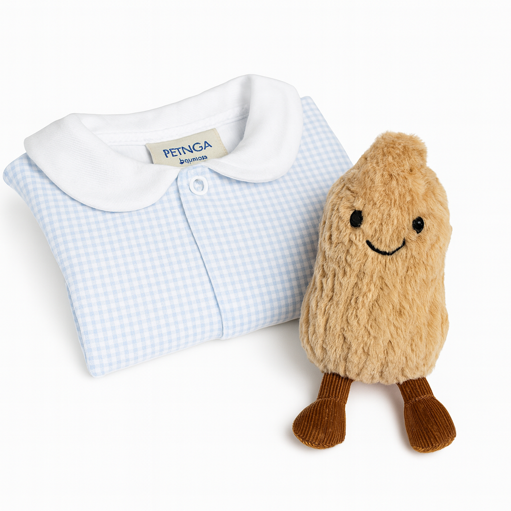 Pyjama bébé garçon en coton - vichy bleu